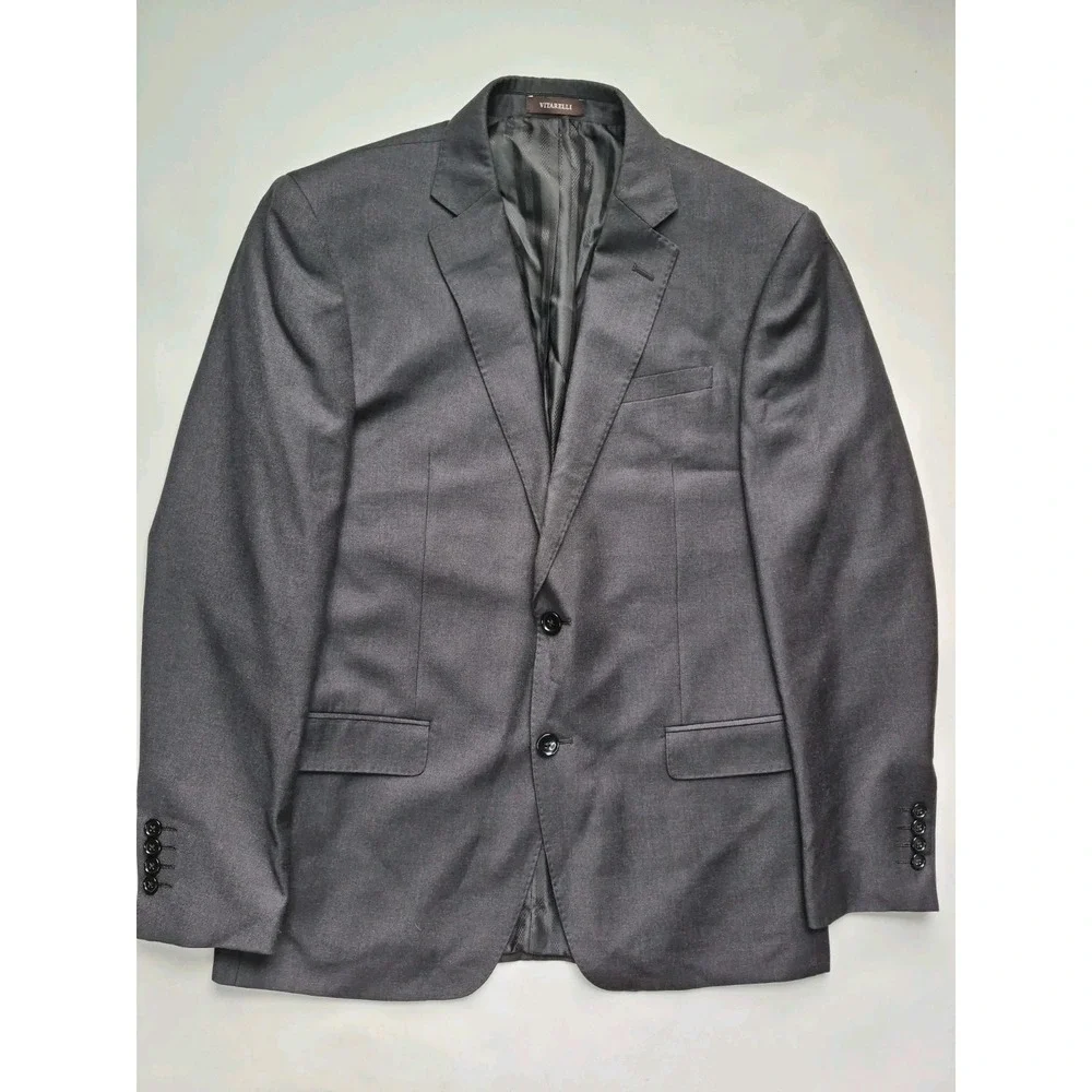 Vitarelli Mens Sports Coat 38R Gray Italy 2 Button Single Breasted Jacket